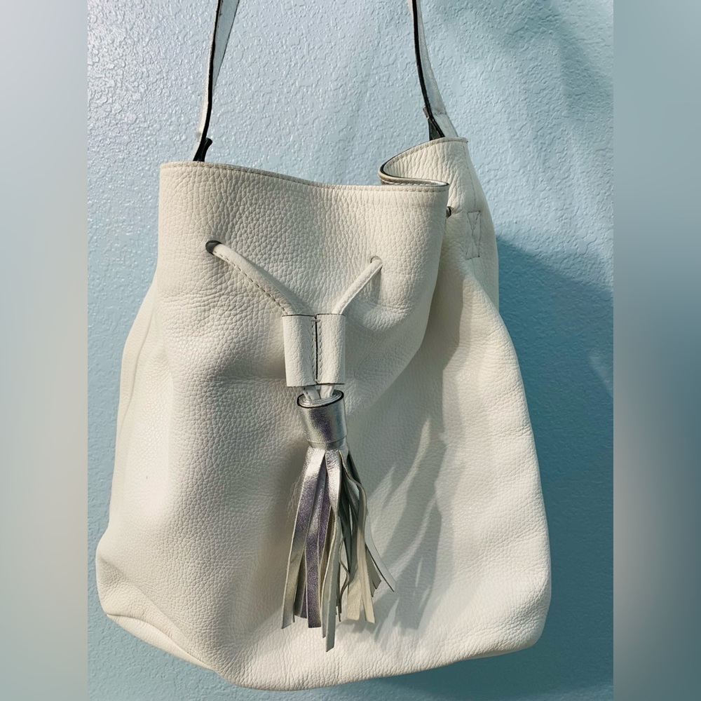 White leather Italian bag , perfect condition